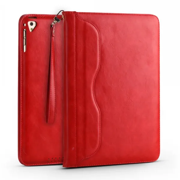 Премиум ручной кожаный умный сон Стенд чехол для Apple iPad Pro 9,7 A1673 A1674 A1675 Coque Capa Funda+ ручка+ пленка - Цвет: red