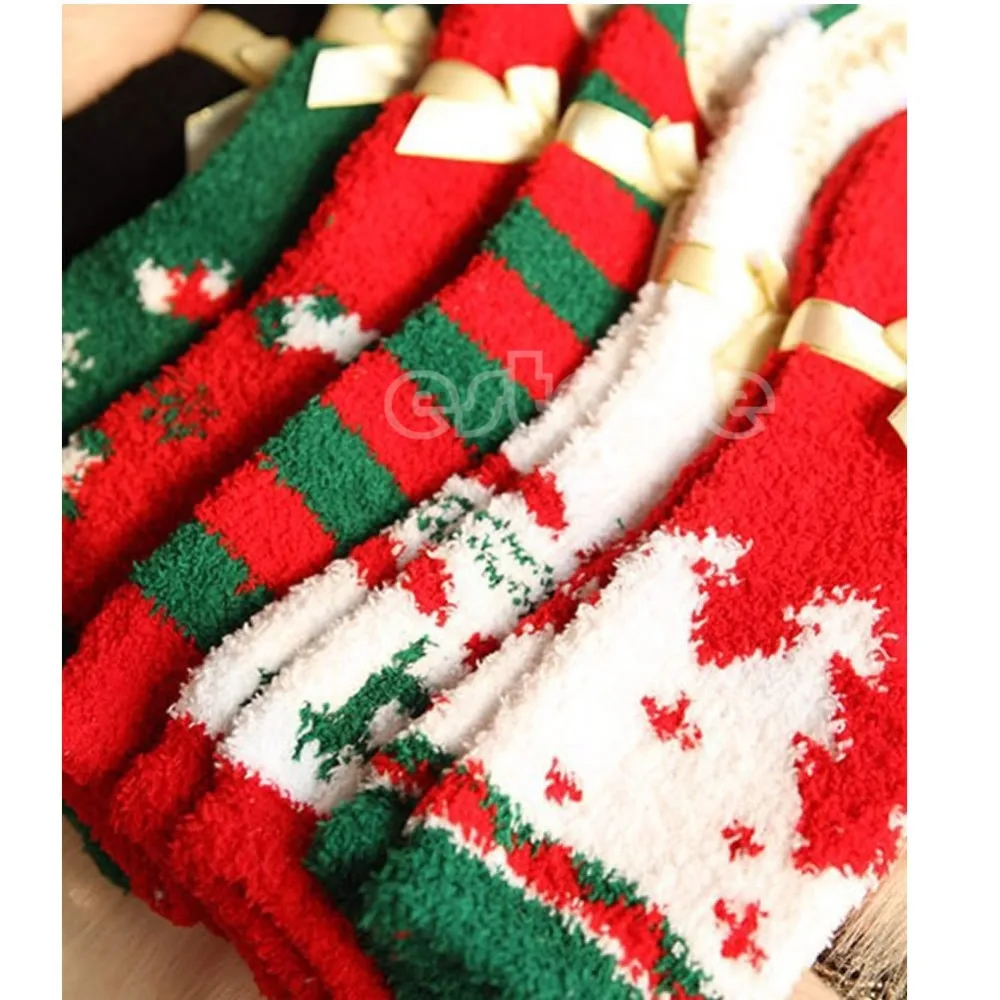1 пара уютных теплых мягких женских зимних и осенних домашних рождественских подарочных носков New-Y107