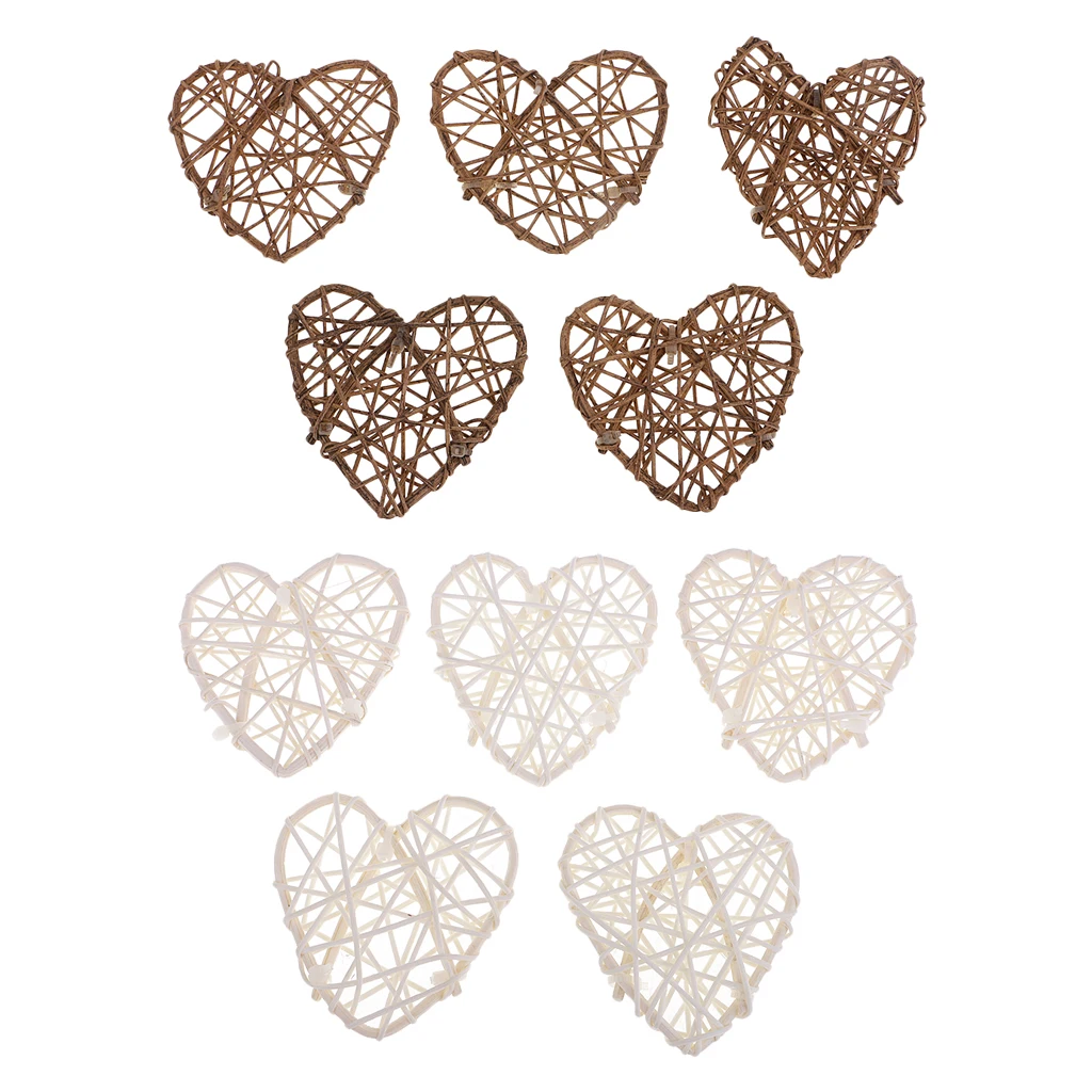 10Pcs Novelty Hollow Heart Shape Rattan Wicker Balls Home Party Ornament Decoration