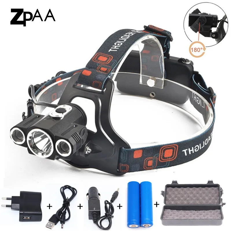 

ZPAA Portable Powerful T6 LED headlamp 18650 Tactical 4-mode Headlight 180 degree Front Bike Bicycle Lamp Torch Light Outdoor