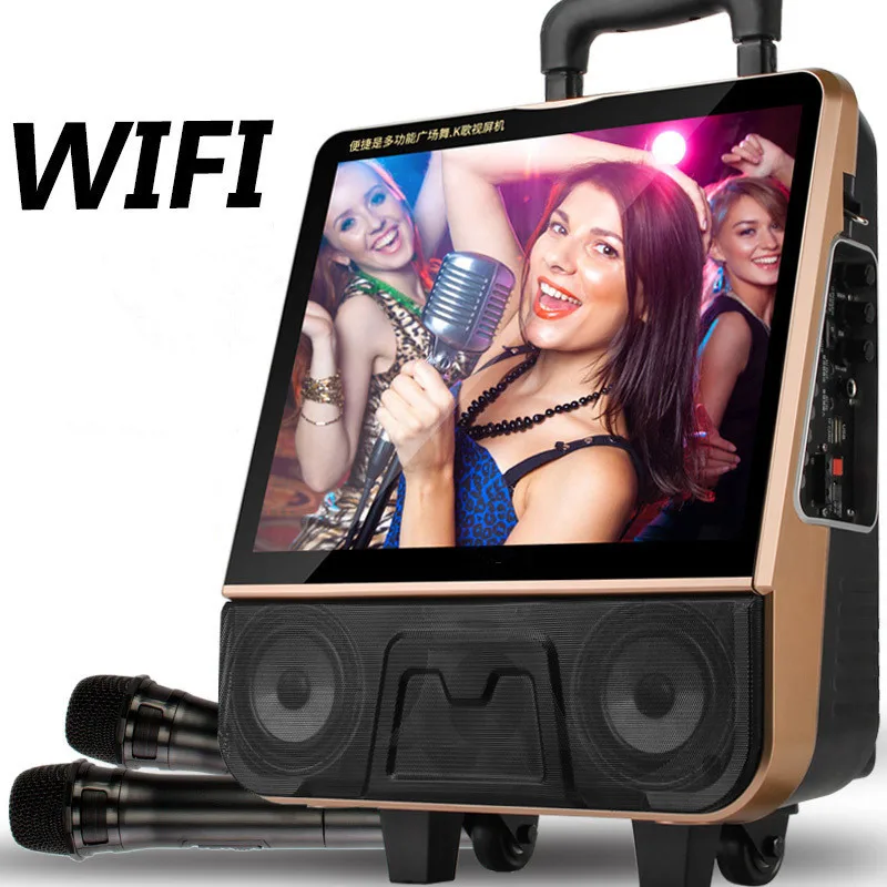 Уличная портативная аудиоколонка bluetooth Wi Fi музыкальный плеер на колесиках