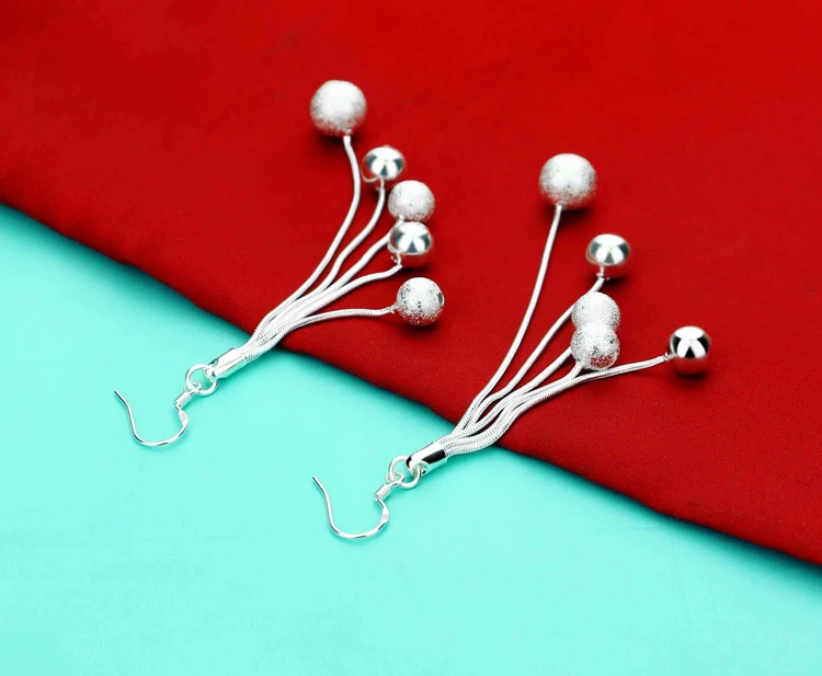 Женские серьги подвески из серебра 925 пробы с бахромой|earring charms|925 sterlingearrings style |