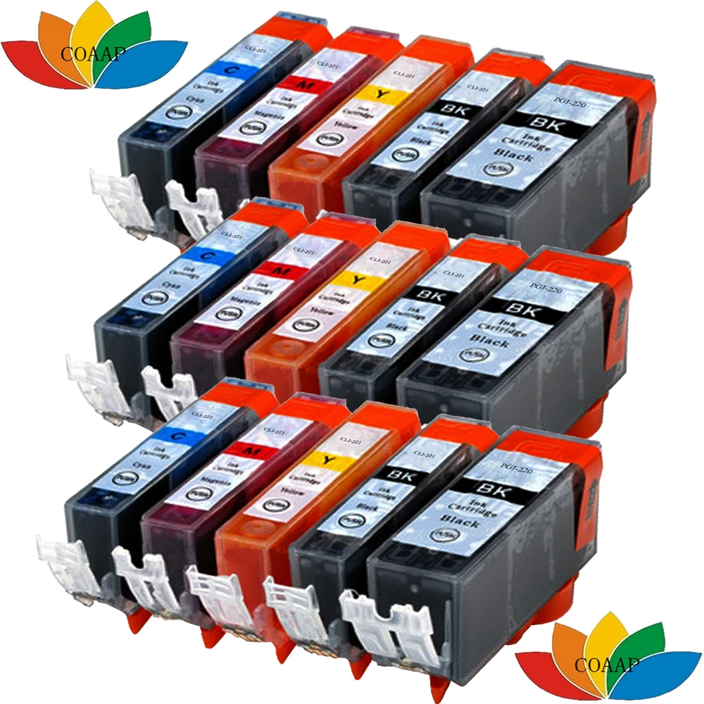 15pk Совместимость pgi220 cli221 картридж для canon MX860 MX870 MP620 MP630 MP640 MP540 MP550 MP560 MP980 MP990 принтера