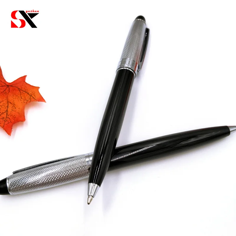Yushun роскошный бренд металлическая Серебряная шариковая ручка с зажимом шариковые ручки с роликами пишущие инструменты бизнес офисные школьные принадлежности