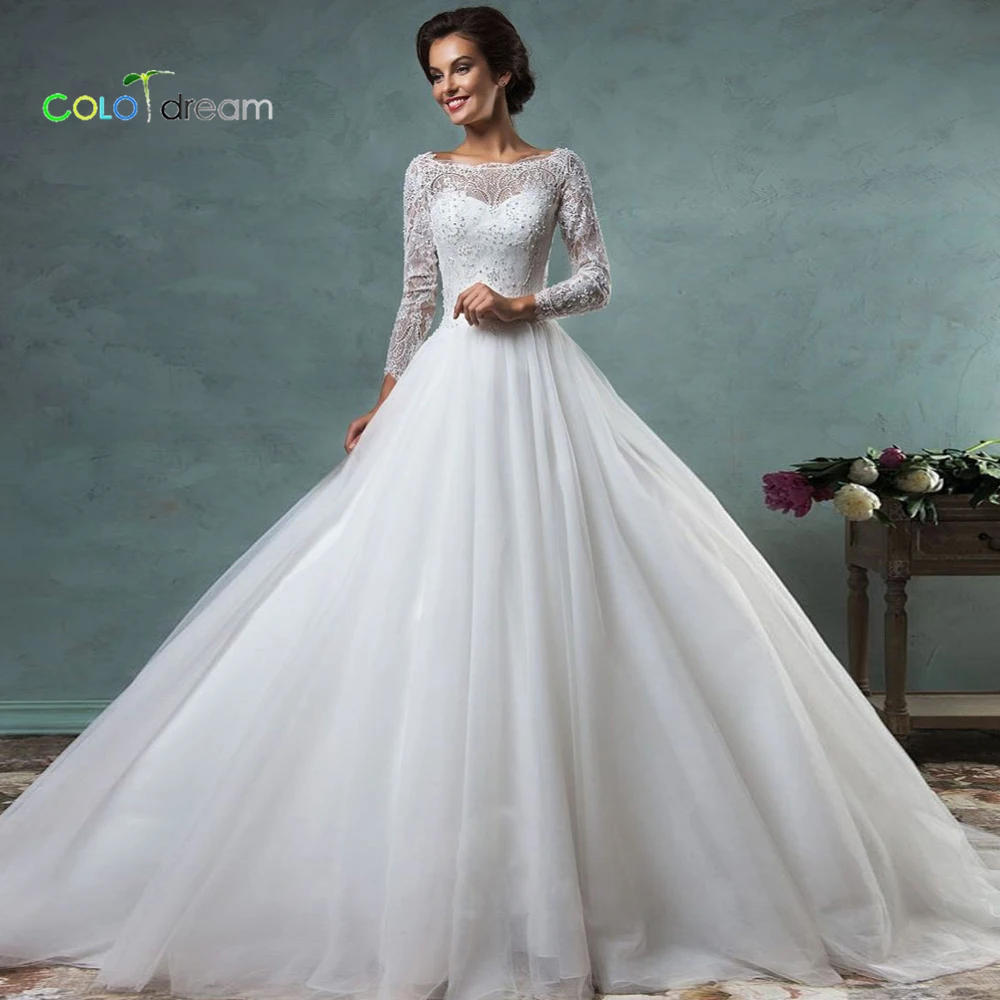 Свадебное платье трапециевидной формы с вырезом лодочкой и открытой спиной vestido