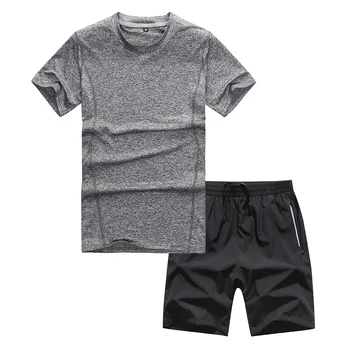 

Plus Size 8XL Solid T Shirts Sets Two Pieces sets Summer Quick-drying Tshirt Men Breathable Casual Beach T-shirt tracksuit Male