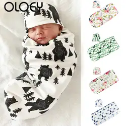 2 шт./компл. новорожденного пеленать Одеяло спальный мешок Hat комплект пеленка для сна новорожденного пеленать муслин Обёрточная Бумага
