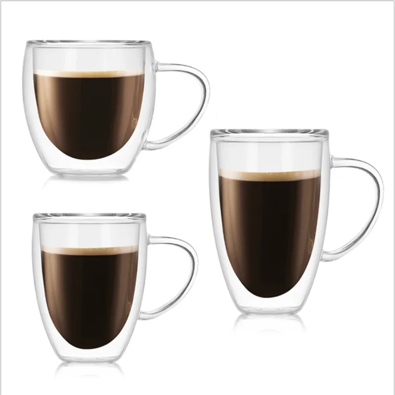 Double Wall Glass Coffee Tea Cup New Heat resistant Double Layer Glass