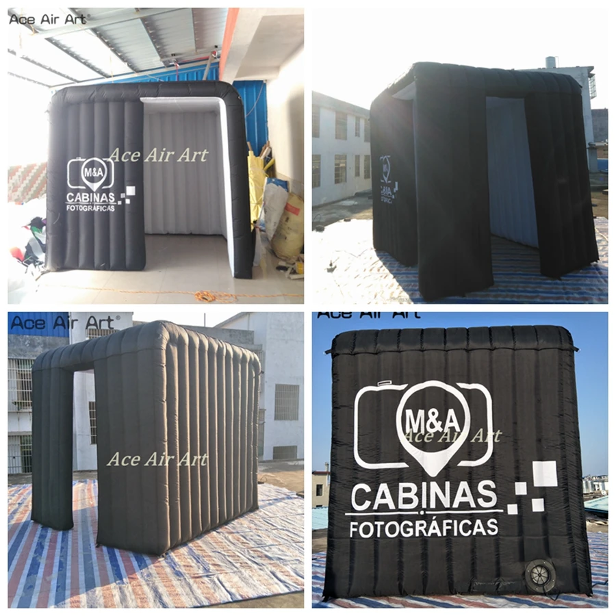 

2018 Unusual design black outside inflatable led cube tent,newlyphoto cube shell,event cube kiosk for Spain on discount