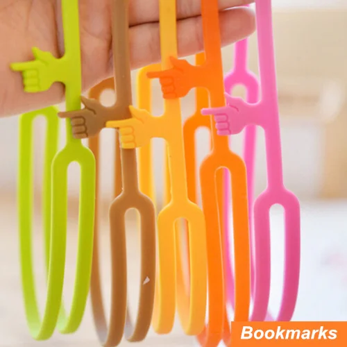

50 pcs/Lot Silicone finger bookmarks Book holder Handy print papelaria marcador de livro Stationary Office School supplies 6468