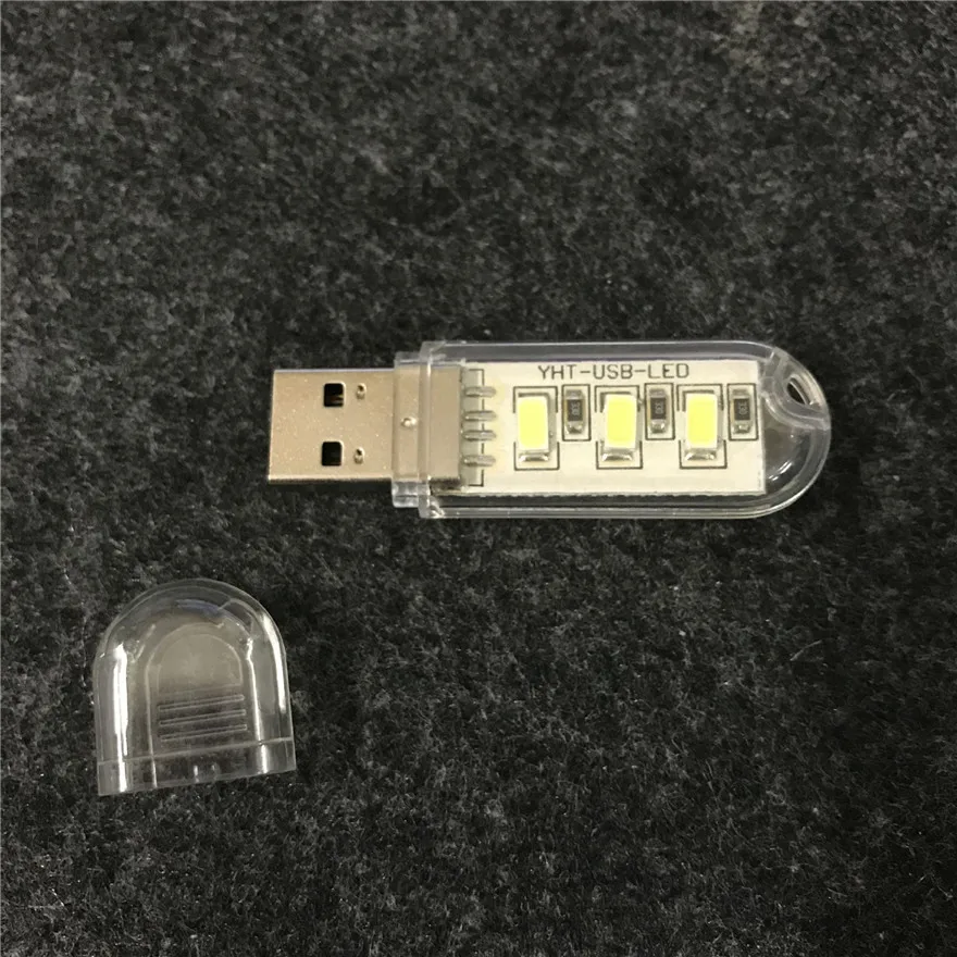 500pcs Mini USB drive LED Night Light Lamp Flashlight Keychain Lamp Portable USB Power Pure White 8 3 LED Strip Pocket