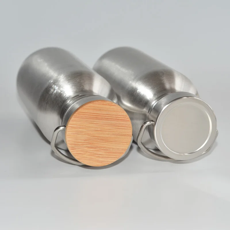 Stainless Steel Water Bottle Cap Replacement Natural Bamboo Lid Accessory Standard Mouth