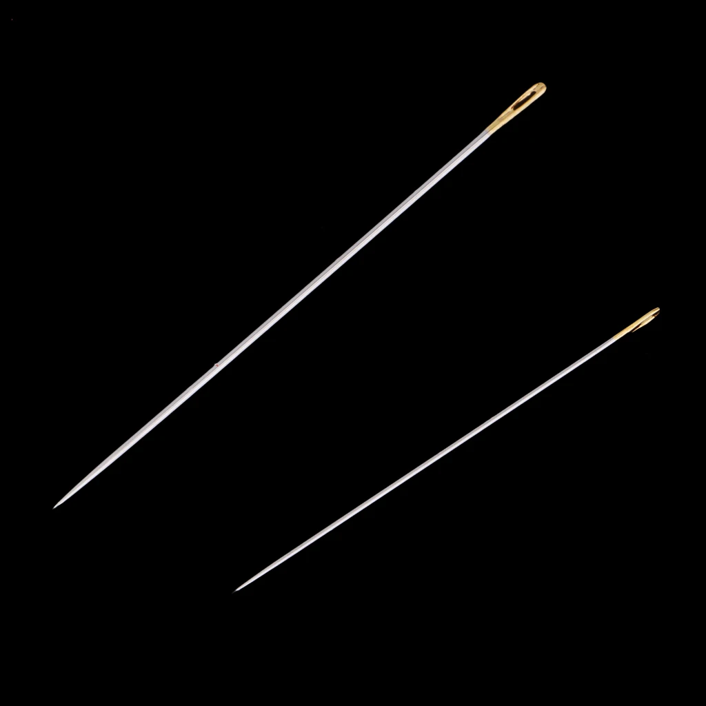 20Pcs Thick Big Eye Steel Sewing Needles for Embroidery Hand Sewing	Assorted 0.5mm 0.6mm 0.7mm Dia