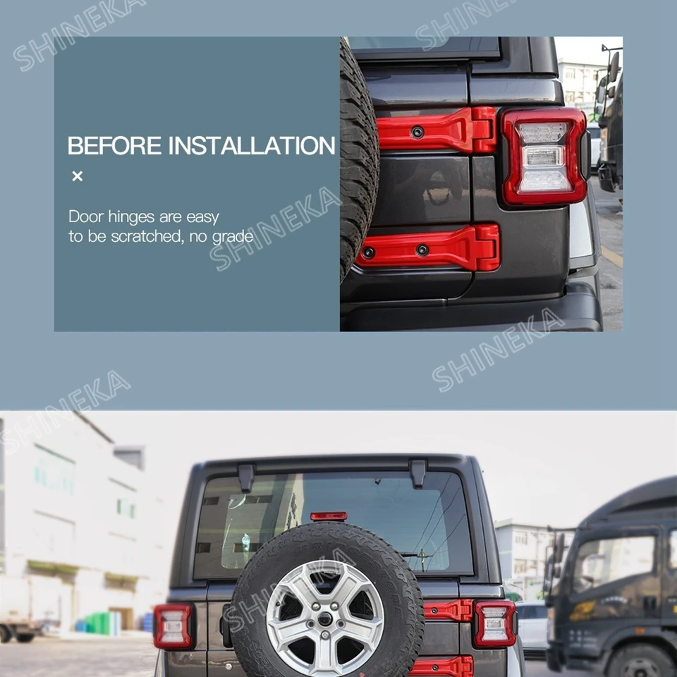 SHINEKA автомобильные наклейки для Jeep Wrangler багажника двери багажника шарнирные крышки 3D ABS Наружные молдинги для Jeep Wrangler JL