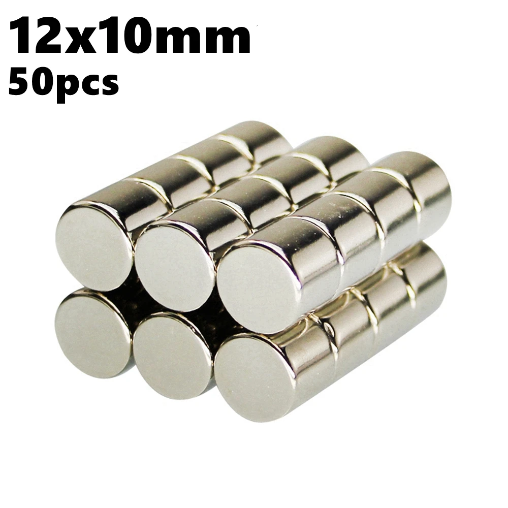 

Powerful Magnetic Cylinder Neodymium Magnets Disc 12mm x 10mm N35 Rare Earth Imanes 50pcs 12*10 Round Magnets Sheets
