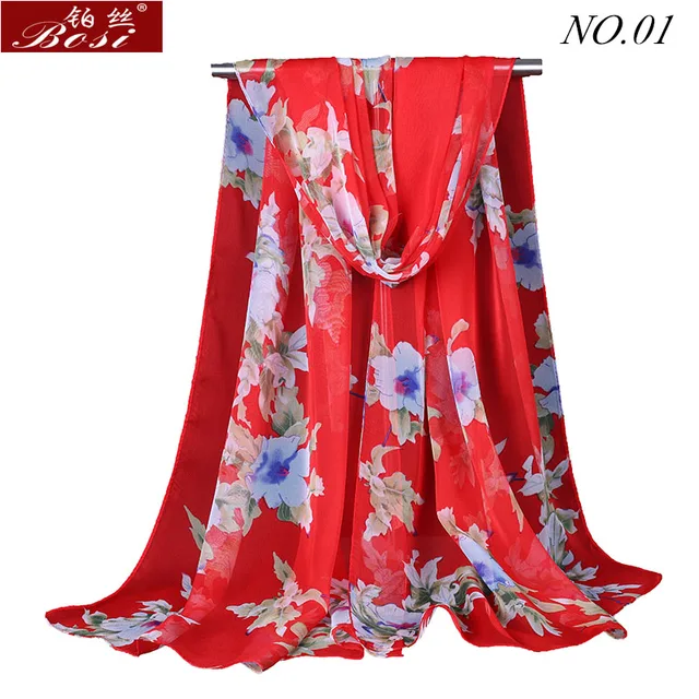 Silk scarf print shawls for women