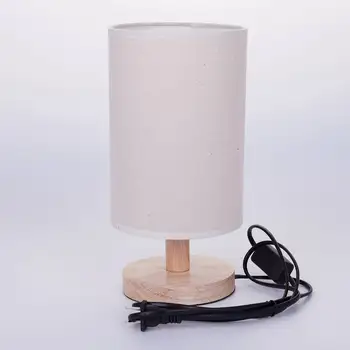 

2018 New Modern Wood Linen Bedside Minimalist Table Lamp E27 US Plug Student Table Lamp Bedroom Bedside Lamp Indoor