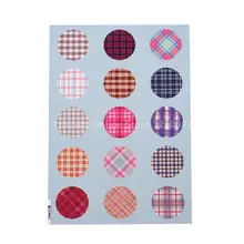 DIY Scrapbooking Bottle Caps Pendants Tartan Pattern Design Non-Adhesive Paper Stickers Collage Sheets for Clear Flat Round