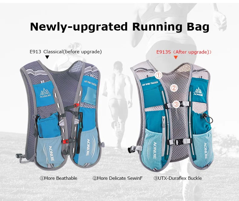 AONIJIE Outdoor Running Cycling 5L Hydration Backpack Vest Hiking Camping Marathon Race Rucksack Bag Harness Water Bladder Bag