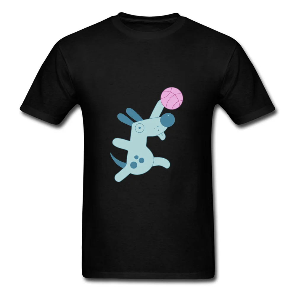 Puppy playing basketball 11098 100% Cotton T-Shirt for Men Short Sleeve Tees Newest NEW YEAR DAY O Neck Tee Shirt Printed Puppy playing basketball 11098 black