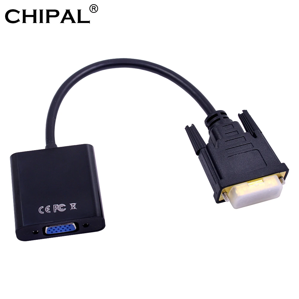 

CHIPAL 100PCS 1080P DVI-D to VGA Adapter Cable 25Pin Male to 15Pin Female Converter for PC Computer HDTV Monitor Display Card
