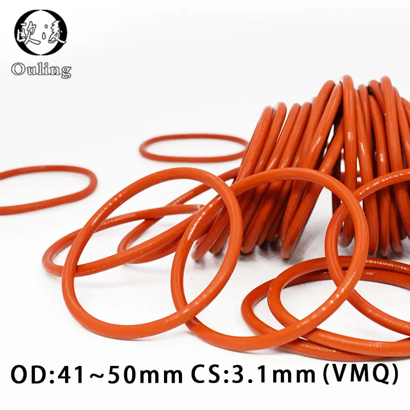 5 шт./лот красное Силиконовое кольцо Silicon/VMQ O Ring 3 мм Толщина OD 41/42/43/45/48/50*3 резиновое
