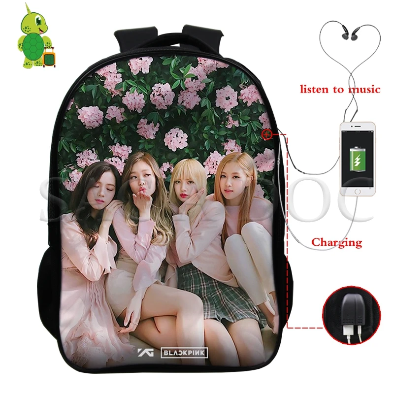 Корейские рюкзаки Kpop Blackpink Kill This рюкзак для женщин и мужчин USB зарядка для ноутбука сумка Jisoo/Дженни школьные и дорожные сумки - Цвет: 14