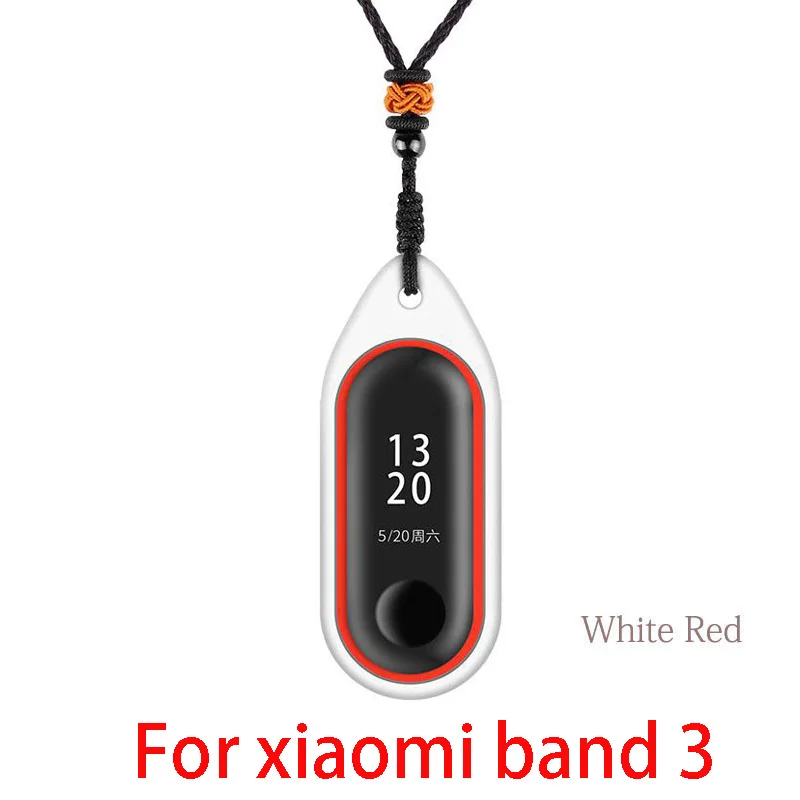 White Red Для xiaomi mi band 3/2 ремешок силиконовый чехол ожерелье украшение correa mi band 3 Подвеска mi band 2 ремешок mi band 3 Аксессуары - Цвет: White Red