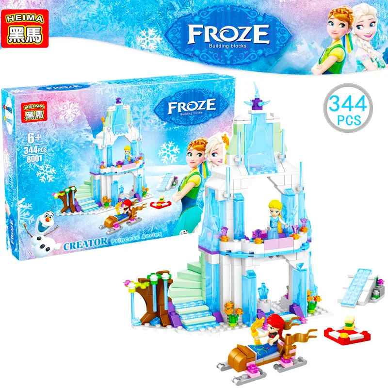 

Frozen Doll House Toys for Children 344Pcs Assembling Plastic Blocks Snow Princess Children's Educational Toys Gift for Children