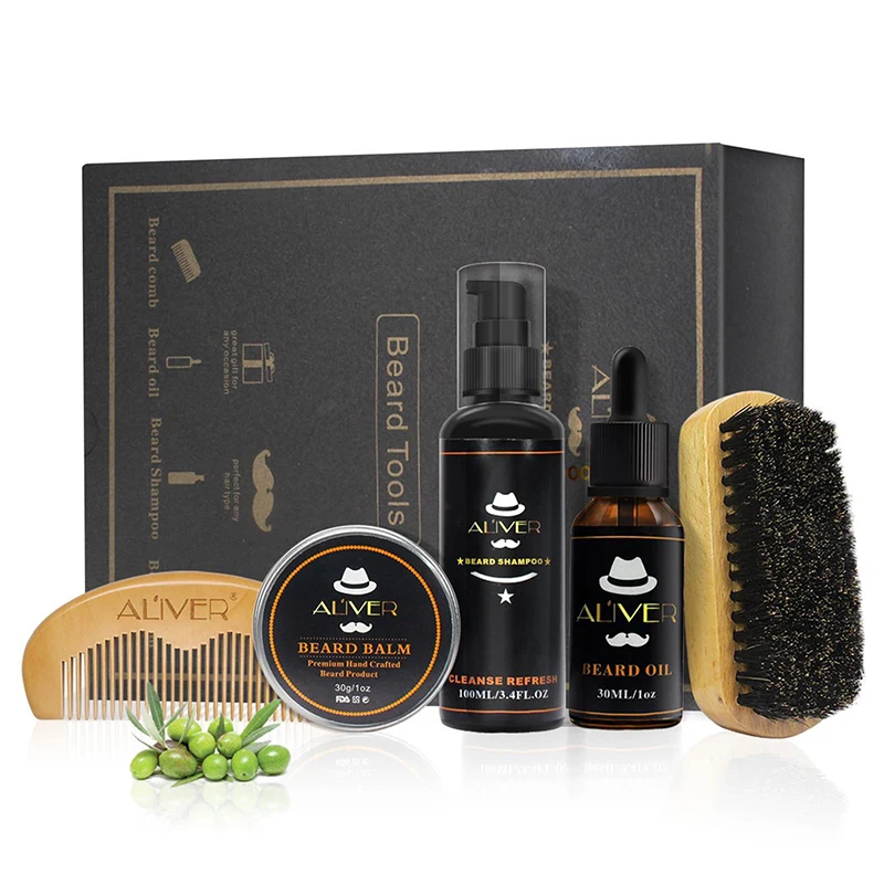 Skup Aliver zestaw do czyszczenia z olejkami szampon szczotka grzebień oleju krem dla mężczyzn sprawia, że miękki oczyścić odświeżyć i charakter do pielęgnacji maszynki do golenia zestaw