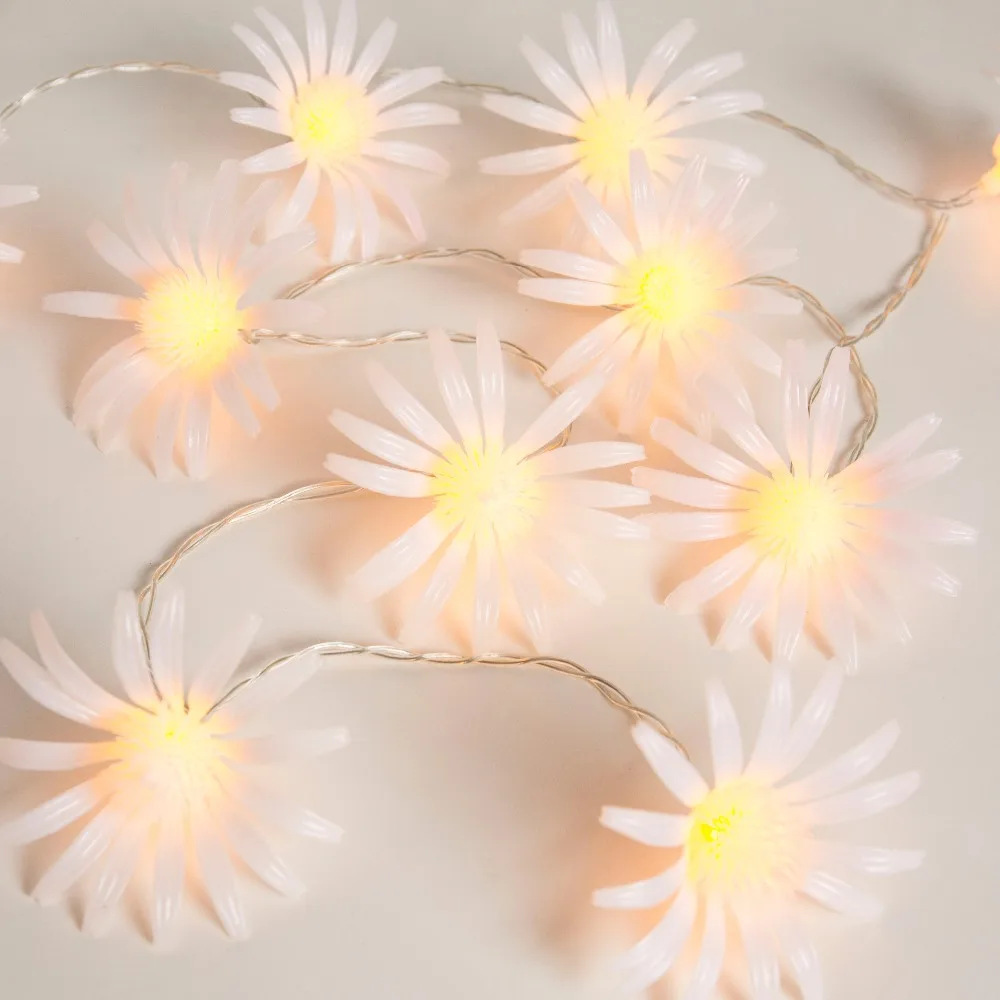 Battery Powered 8CM 20 Daisy Flower String Lights gerlyanda Decorative