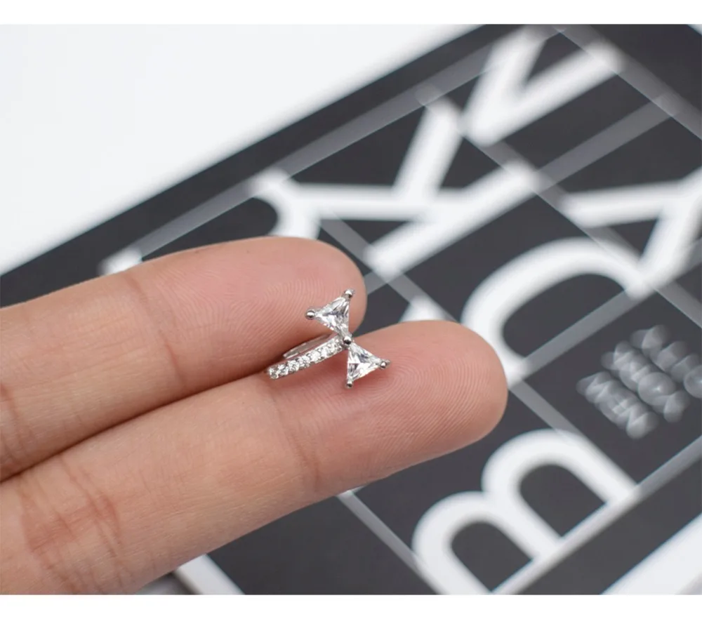 Серьги из стерлингового серебра S925, модные, с бантом, с пряжкой, кольцо для ушей, простые, милые, темпераментные, для девушек, серебряные, ювелирные изделия для ушей