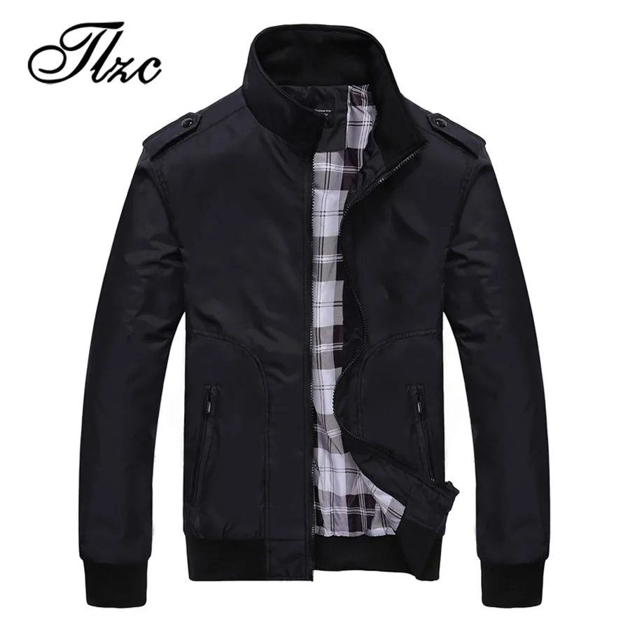 

TLZC 2018 Epaulette Male Casual Stand Collar Jacket Ourtwear Size M-3XL Fashion Spring Men's Jackets Solid Coats Windbreaker