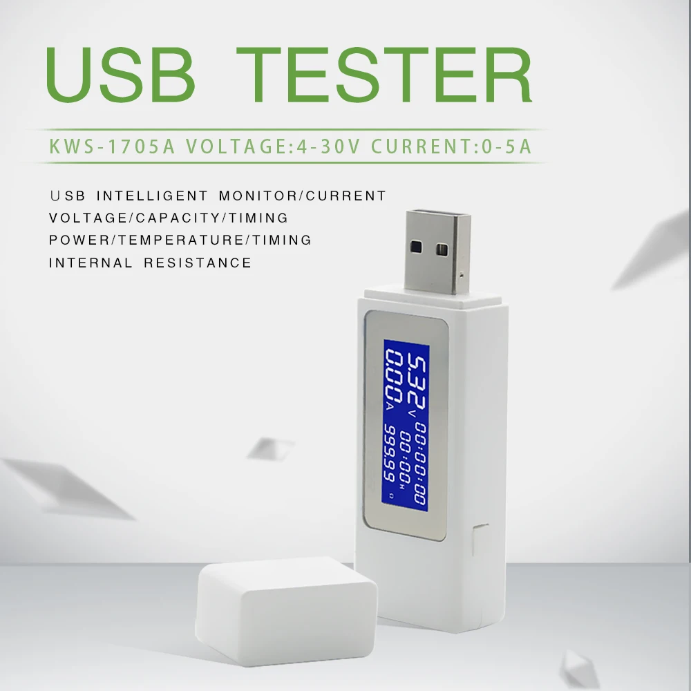 

9 in 1 DC USB Tester Current 4-30V Voltage Meter Timing Ammeter Digital Monitor Cut-off Power Indicator Bank Charger
