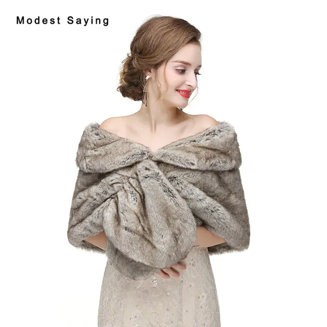 New 2017 Grey Warm Faux Fur Wedding Shrugs Imitation Rex Rabbit New 2017 Grey Warm Faux Fur Wedding Shrugs Imitation Rex Rabbit Bridal Shawls Wrap Jackets