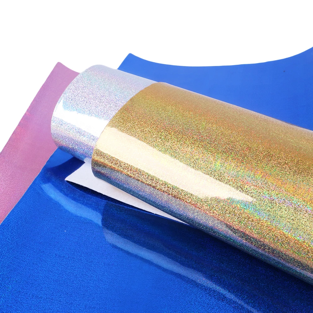 

david angie 20*34cm Solid Color Hologram Faux Synthetic Leather fabric For Bags,DIY Handmade Craft Hair Accessories,1Yc5168