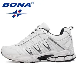 BONA Women's Stylish Lace-Up Running and Walking Sneakers - Comfortable Athletic Footwear - 7 (Black White)