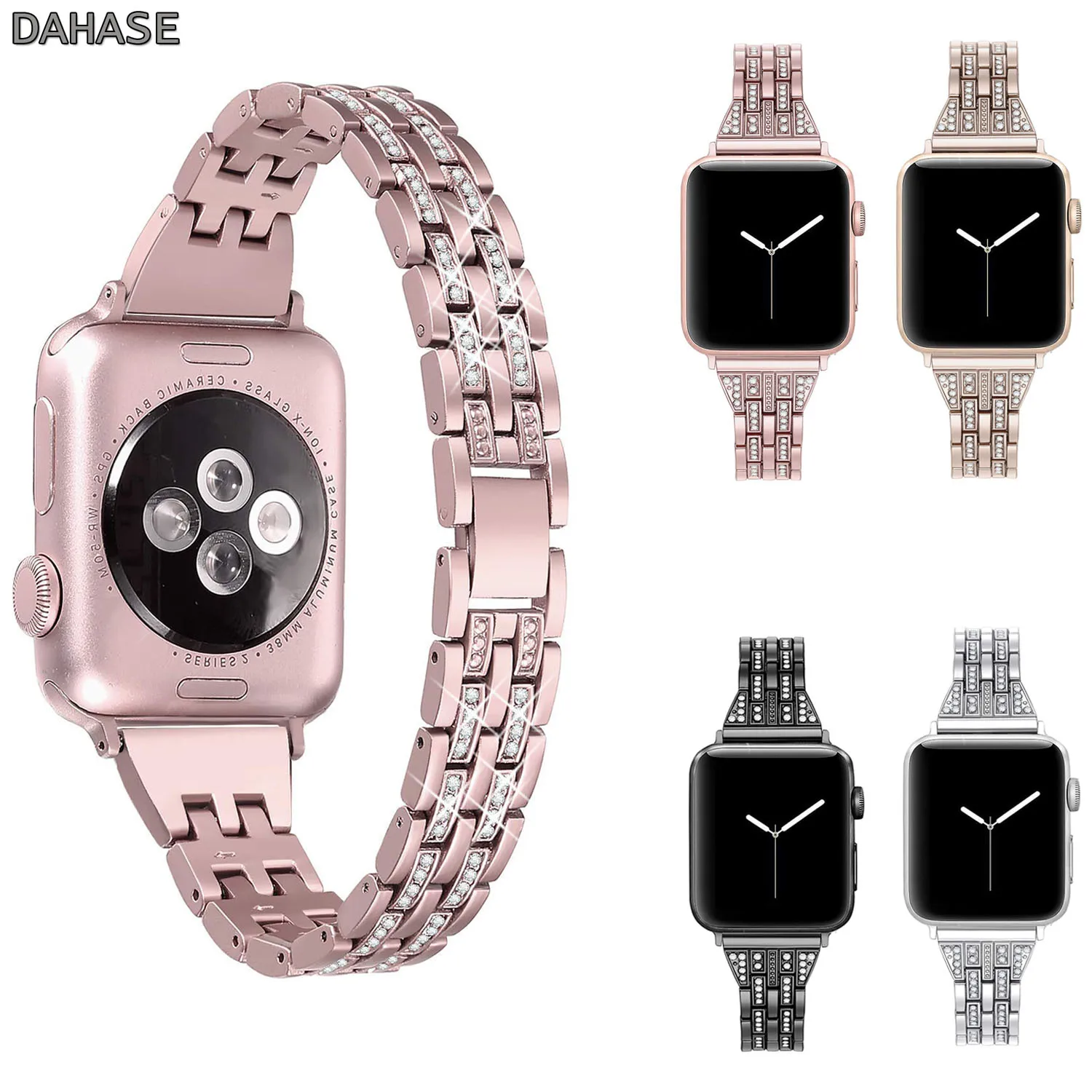 

Bling Diamond Band for Apple Watch 38/40mm 42/44mm Bracelet Women Stainless Steel Strap for iWatch Series 6 SE 5 4 3 2 1 Band