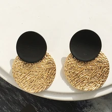 YDGY преувеличенный цвет-bumping серьги металлические двойные круглые цвета спрей-окрашенные креативные серьги