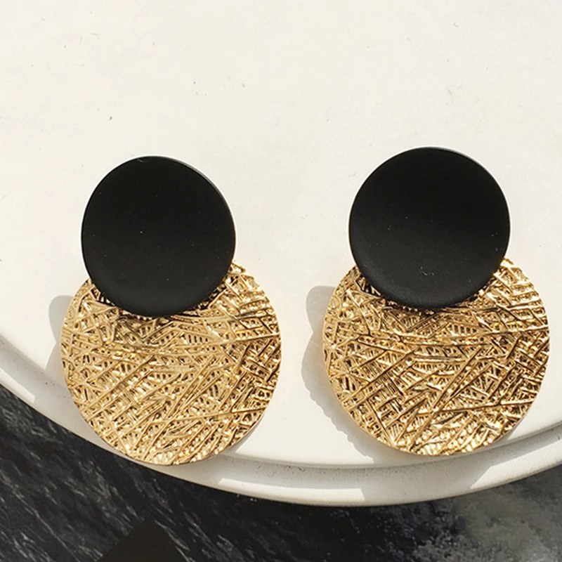 

YDGY exaggerated colour-bumping Earrings metal double circular colour spray-painted creative Earrings