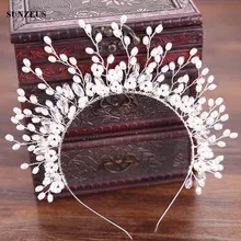 Ручная работа жемчуг Свадебные короны принцесса свадебные аксессуары для волос Кристалл повязка головной убор ободок SQ0160