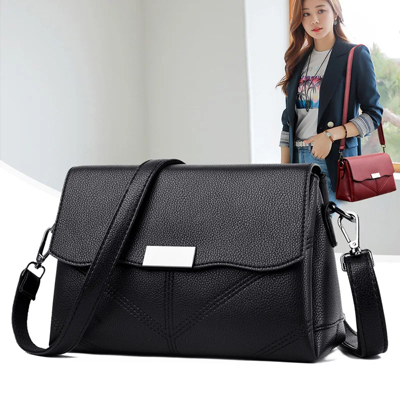 

Black Women's Clutch Leather Bags Women Luxury 2019 Handbags Soft Leather Bag Shoulder Bags For Women Ladies Hand Bags Messenger