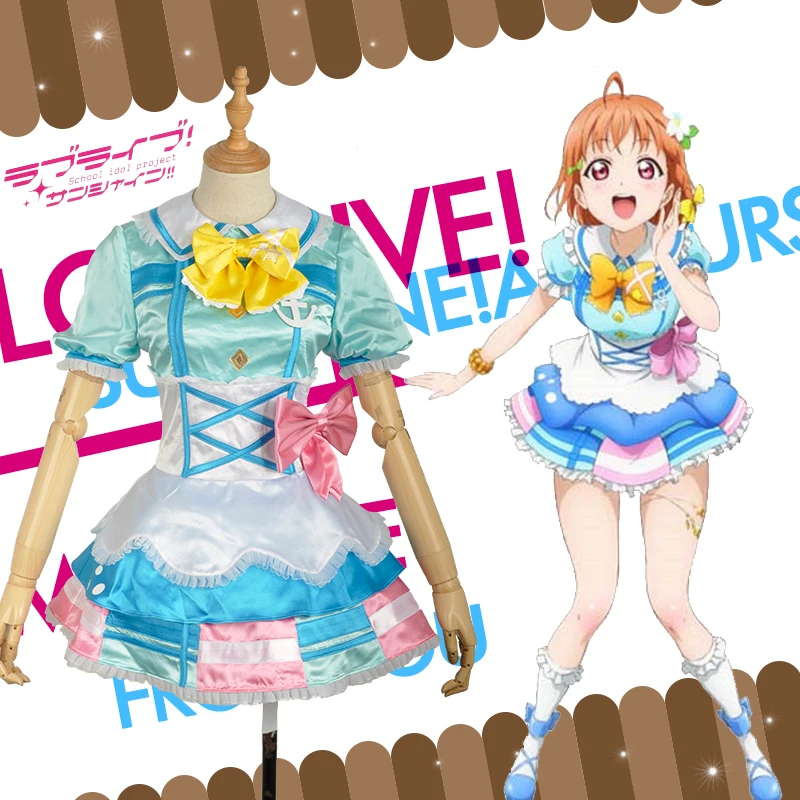 

LoveLive!SunShine!! Aqours Takami Chika Stage Girls Lovely Dress Outfit Cosplay Costume Woman Dress Skirt Halloween Clothing
