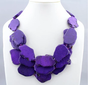 

Wedding Woman Gift Necklace Irregular Purple Stone Slice Choker Necklace Exaggerated Stone Jewelry Gift