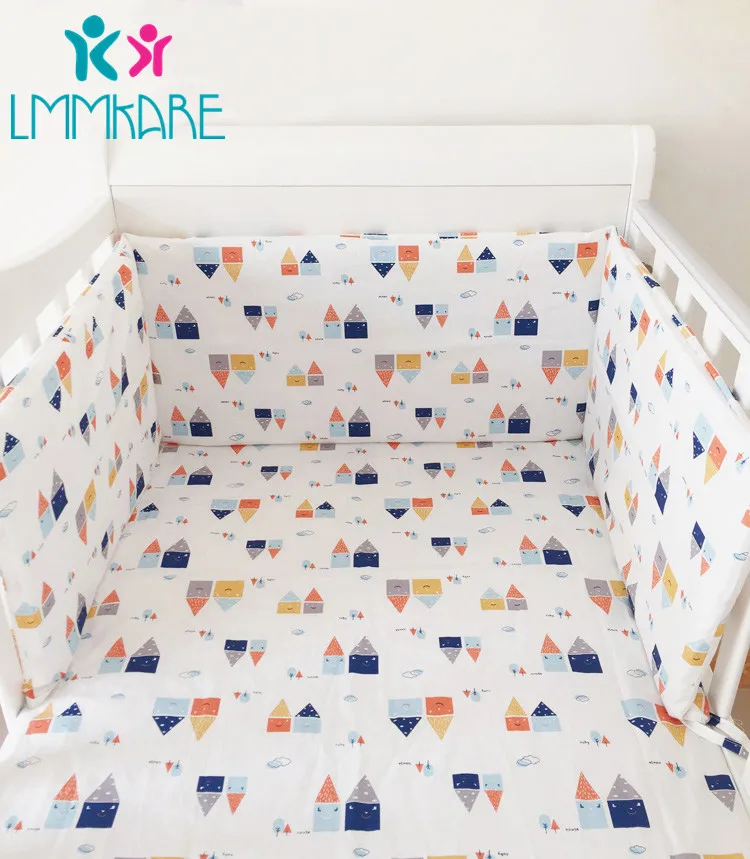 Хлопок Детская кровать кроватки бампер Бесплатная регулирования съемный на молнии новорожденных бамперы для безопасное ограждение линии