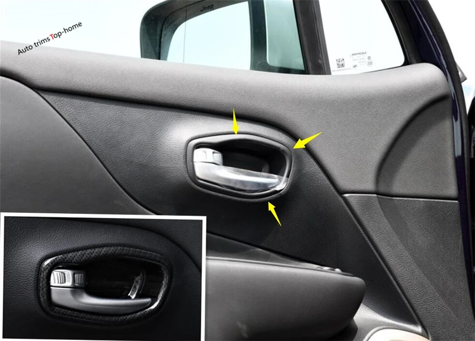

Yimaautotrims Car Inner Door Doorknob Handle Bowl Cover Trim 8 Pcs Fit For Jeep Renegade 2015 - 2019 ABS Interior Mouldings