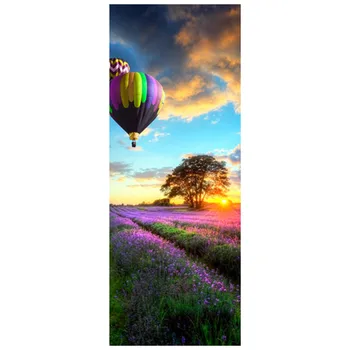 

77*200cm France Provence landscape door stickers Lavender Hot Air Balloon 3d wall art vinyl mural home decoration scenery poster