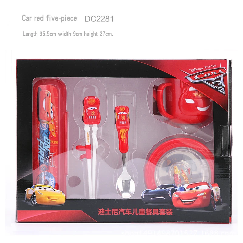 

Disney children's cutlery chopsticks spoon five-piece portable Ice Snow car chopsticks spoon set