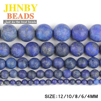 

JHNBY Matte Lapis lazuli Natural Stone ore Round Loose beads ball 4/6/8/10/12MM Fashion Jewelry bracelet making accessories DIY