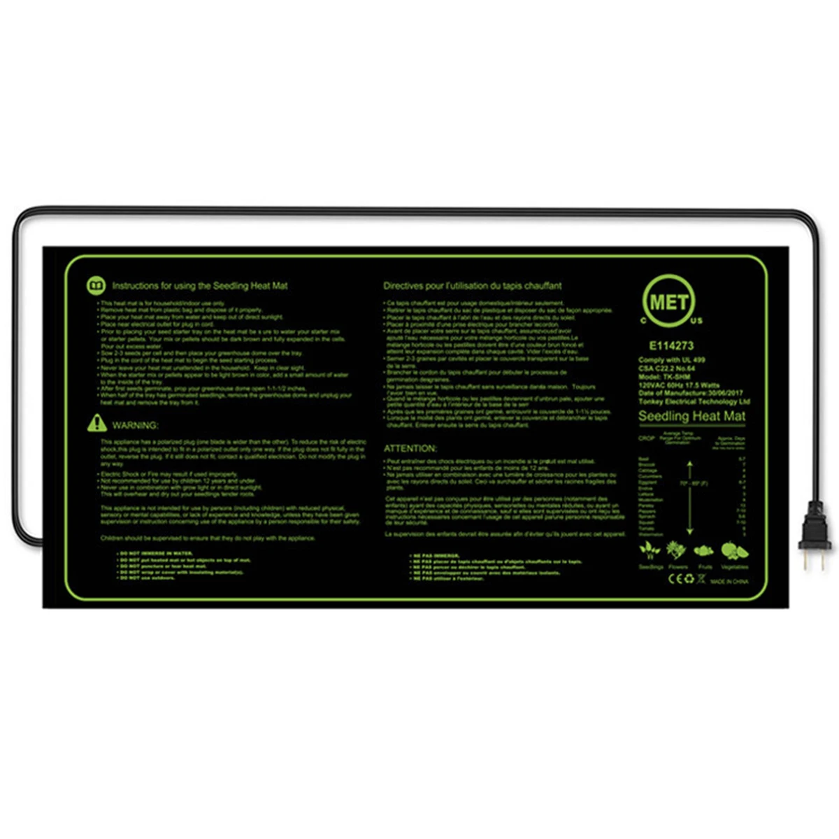 EU/US/UK/Plug водонепроницаемый теплый прочный гидропонный нагревательный коврик для рассады, согревающее одеяло для стартера(2" x 10"
